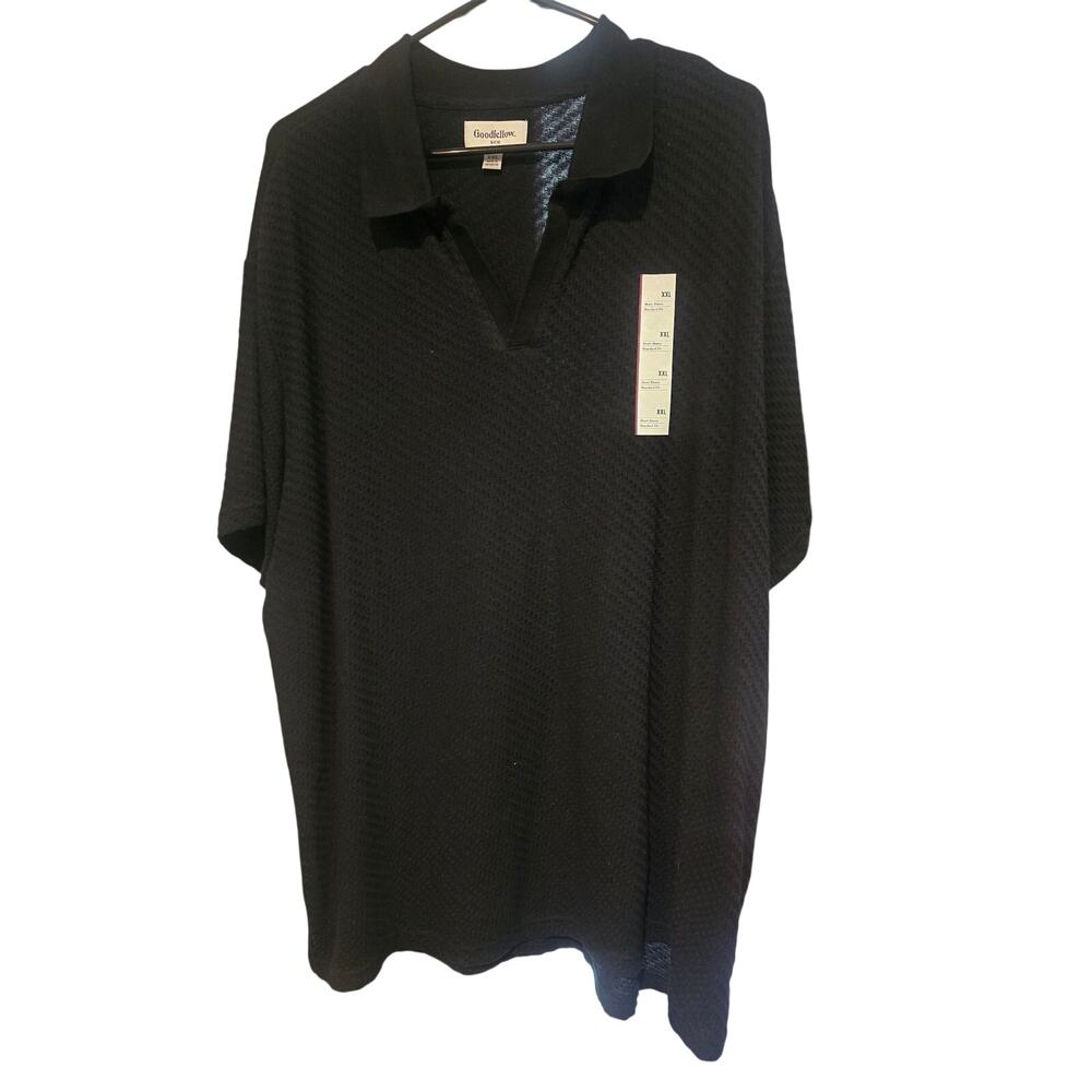 Goodfellow & Co Men’s Johnny Collared Polo Shirt Black XXL Midweight Jacquard